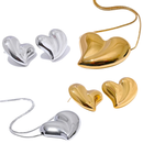 Brinco e Colar Coração Apaixonado em Aço Inoxidável