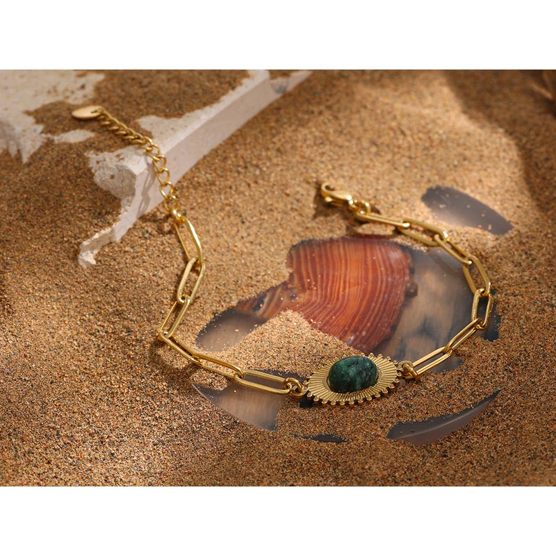 Bracelete Evolução com Pedra Turquesa Africana