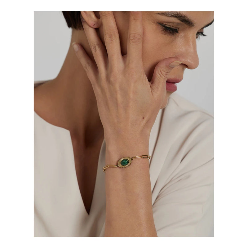 Bracelete Evolução com Pedra Turquesa Africana