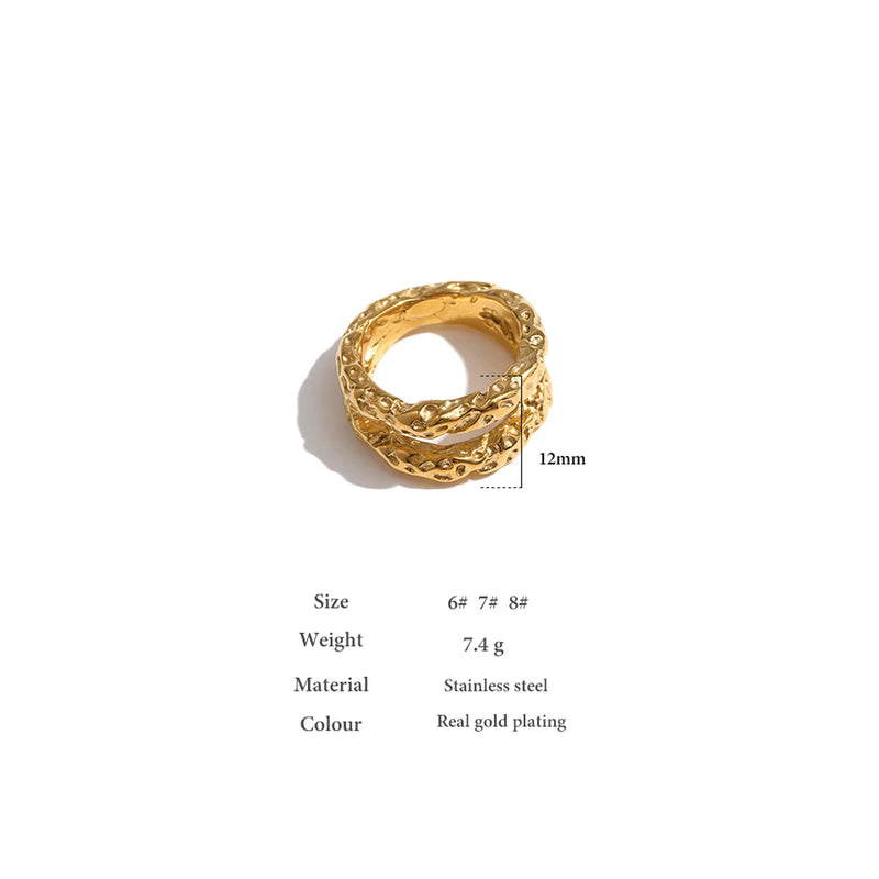 Anel Texture Metal - Banhado Ouro 18K