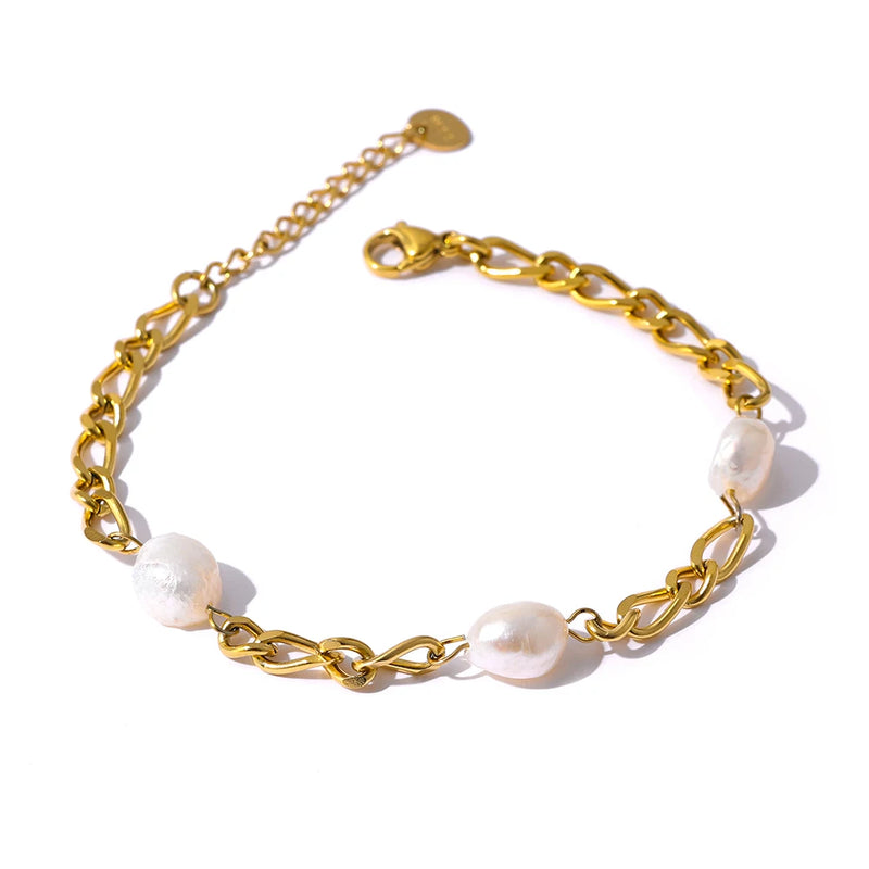 Bracelete Ametrine com Pérolas Naturais banhado a Ouro 18K