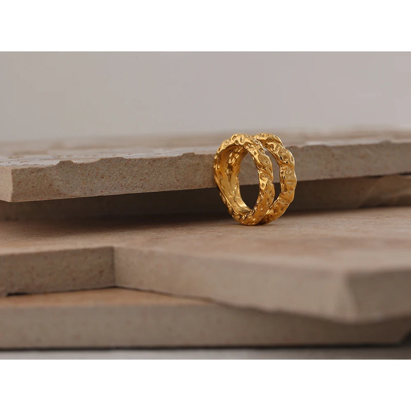 Anel Texture Metal - Banhado Ouro 18K