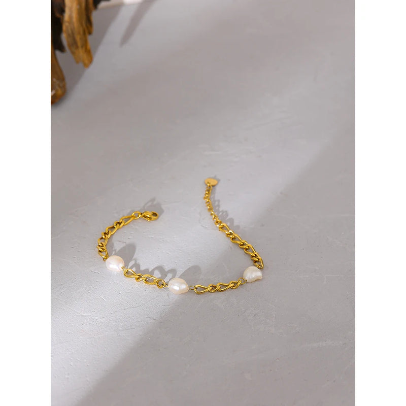 Bracelete Ametrine com Pérolas Naturais banhado a Ouro 18K