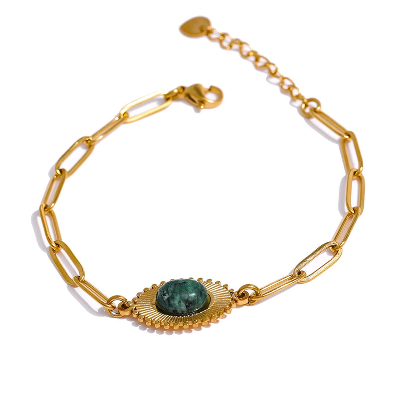 Bracelete Evolução com Pedra Turquesa Africana