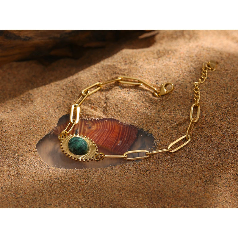Bracelete Evolução com Pedra Turquesa Africana