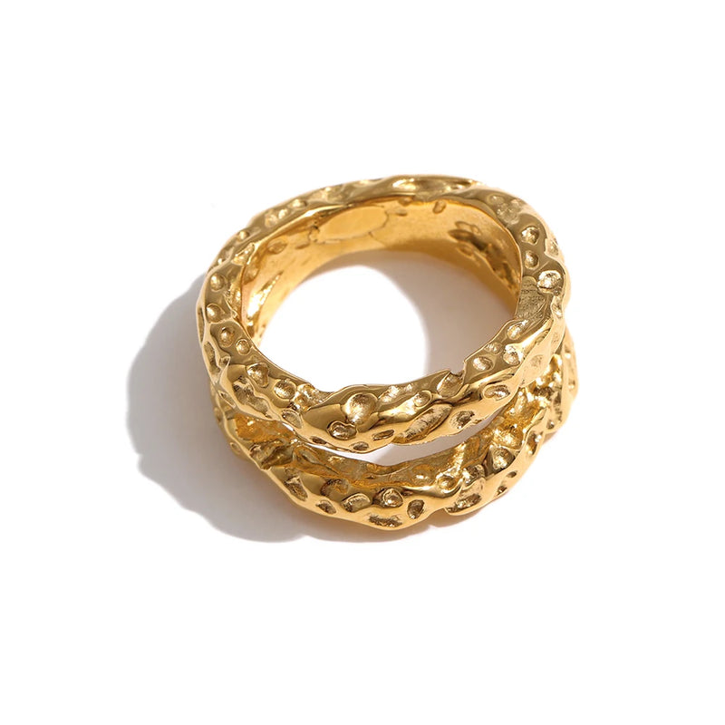 Anel Texture Metal - Banhado Ouro 18K