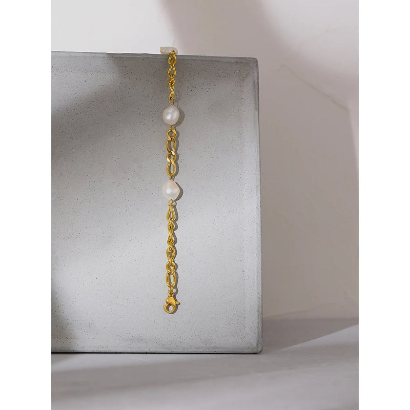 Bracelete Ametrine com Pérolas Naturais banhado a Ouro 18K