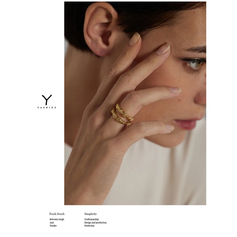 Anel Texture Metal - Banhado Ouro 18K