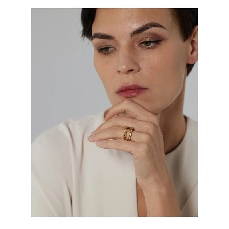 Anel Texture Metal - Banhado Ouro 18K
