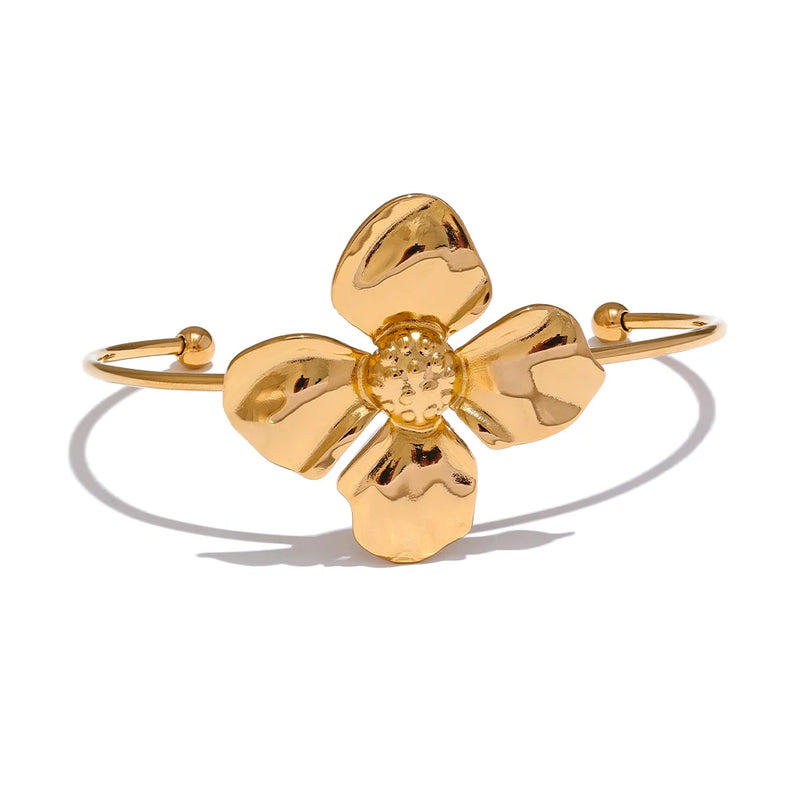 Bracelete  Flor Dourada Banhado em Ouro 18K