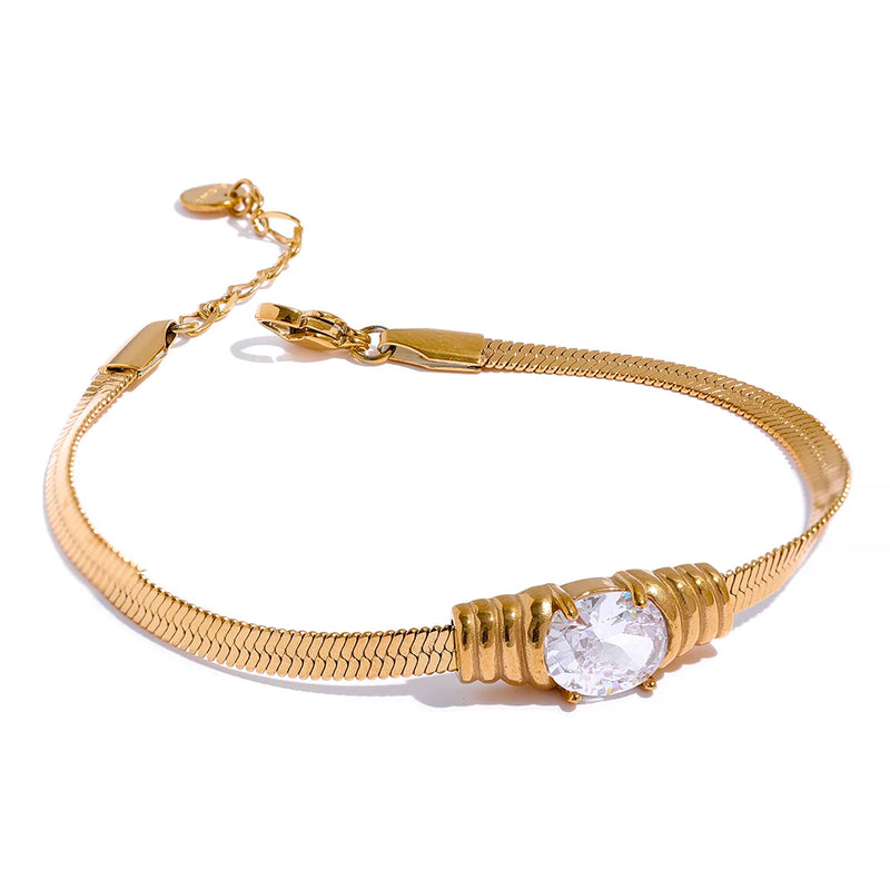 Bracelete Snake Banhado a Ouro 18K e Pedras em Zircónia