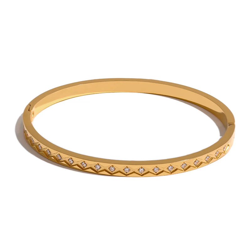 Bracelete Monarca com Pedras em Zircónia e Banhado a Ouro 18K