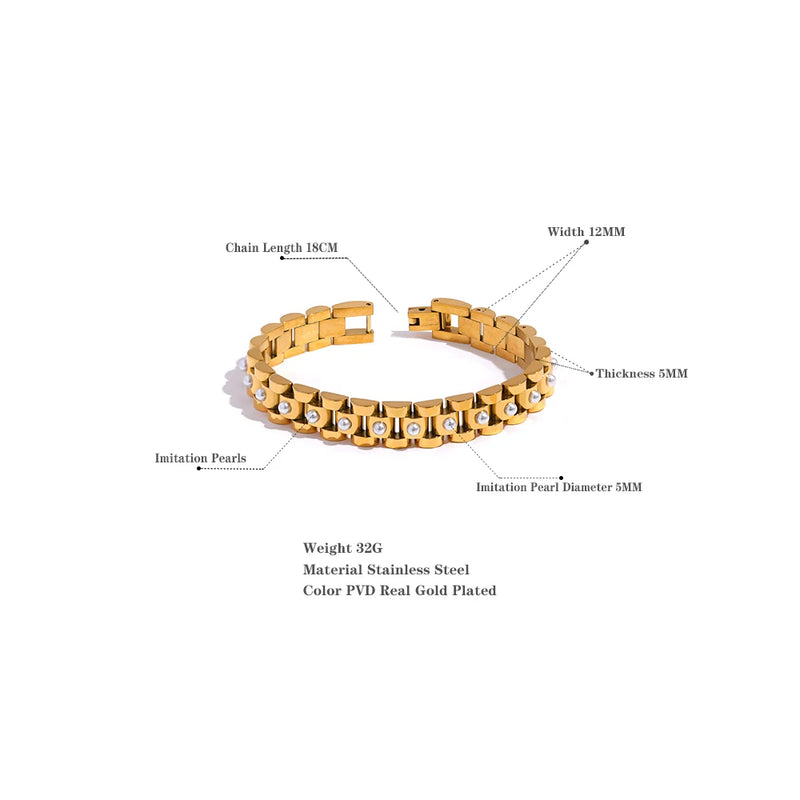 Bracelete Verus - Com Pérolas Naturais e pedras em Zircónia banhada a Ouro 18K