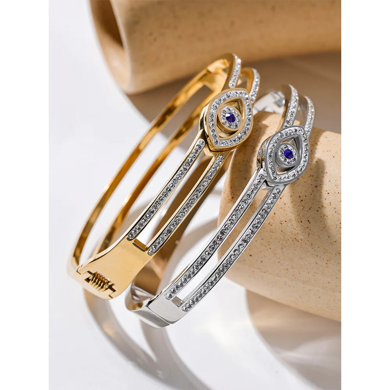 Bracelete Visão Profunda Banhado a Ouro 18K com pedras em Zircónia