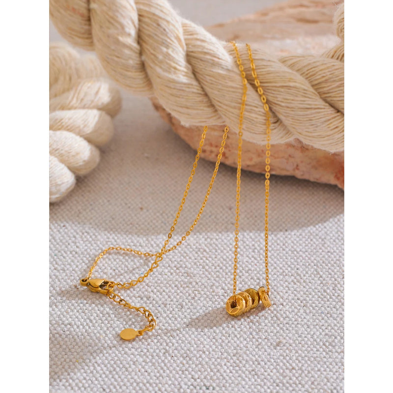 Lucky Coin Necklace in Stainless Steel Plated in 18K GOLD
