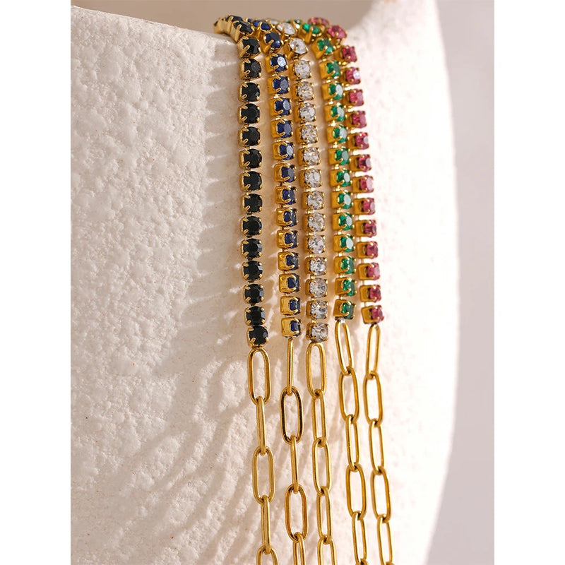 Bracelete Colorful Banhado a Ouro 18K e Pedras em Zircónia