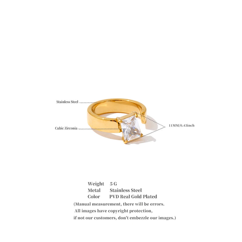 Anel Glossy Banhado a Ouro 18K e Pedras em Zircónia