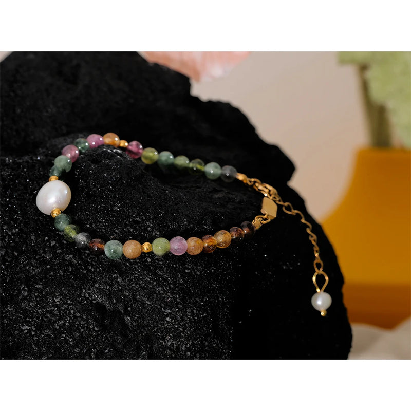 Gift Bracelet with stones and natural Pearl