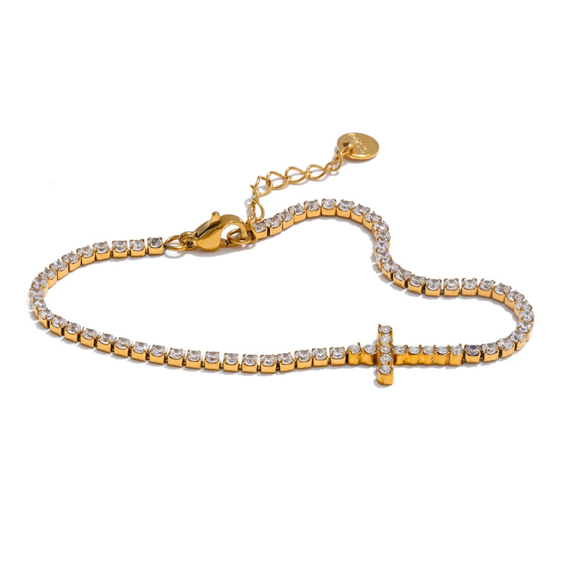 Bracelete - Cruz Premium com Pedras em Zircónia