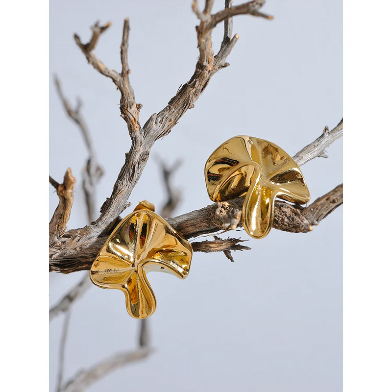 Brinco Irregular - Em Prata e Dourado