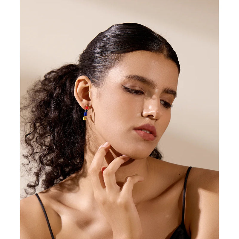 Zirconia Inlaid Hoop Earrings