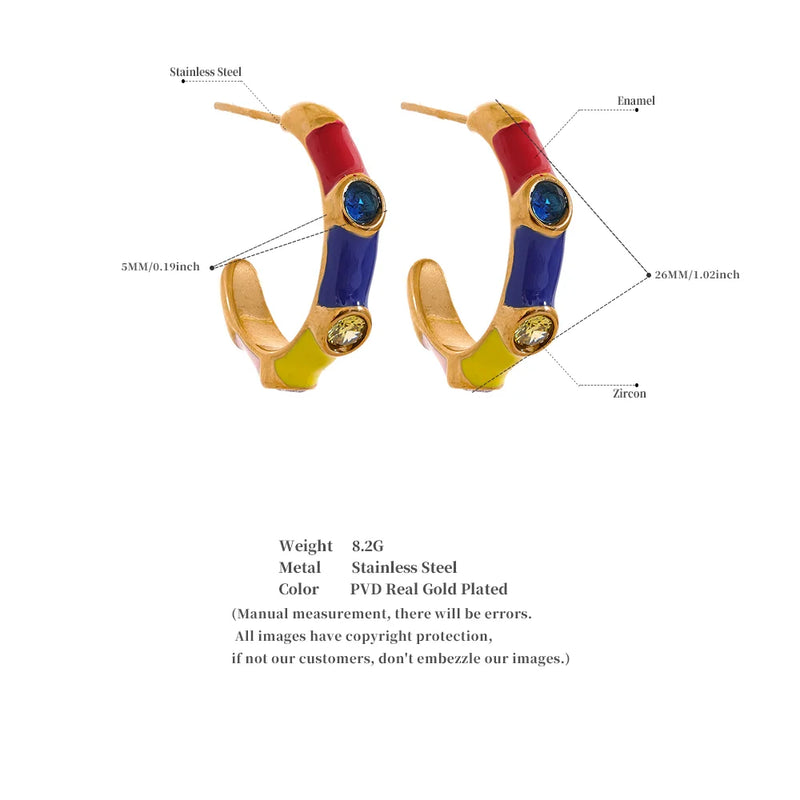 Zirconia Inlaid Hoop Earrings