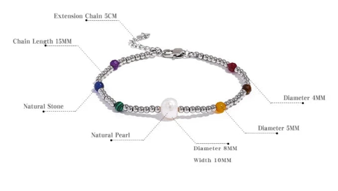 Stone Bracelet - Handmade with Stone and Natural Pearl