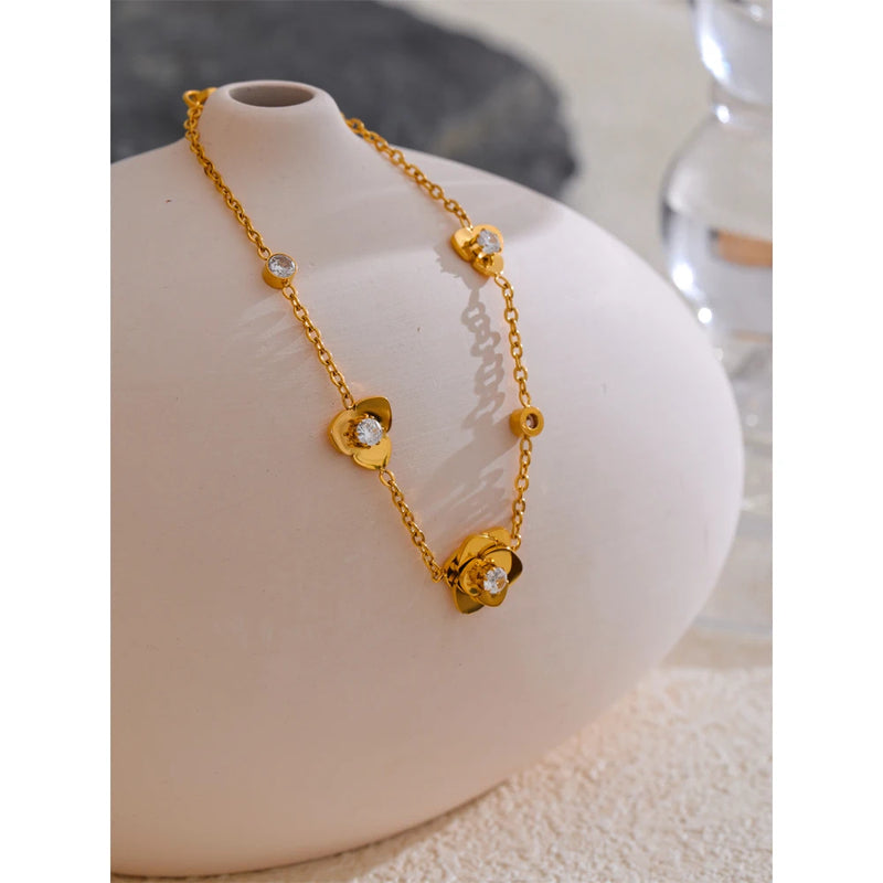Bracelete Metal Flower Banhado a Ouro 18K