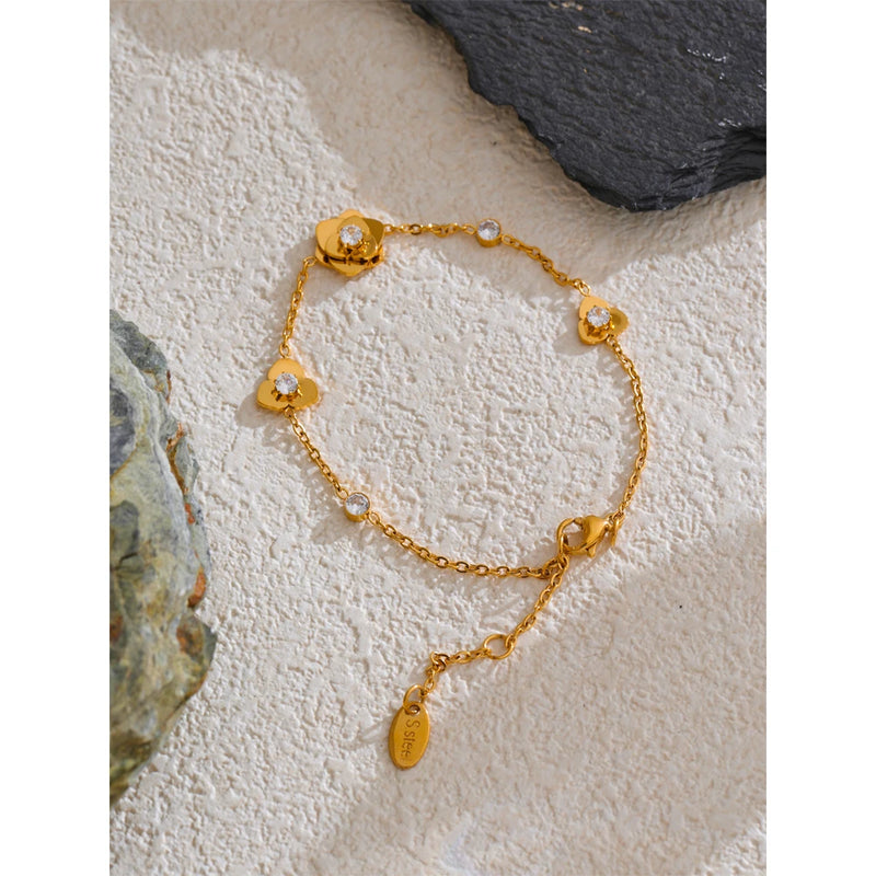 Bracelete Metal Flower Banhado a Ouro 18K