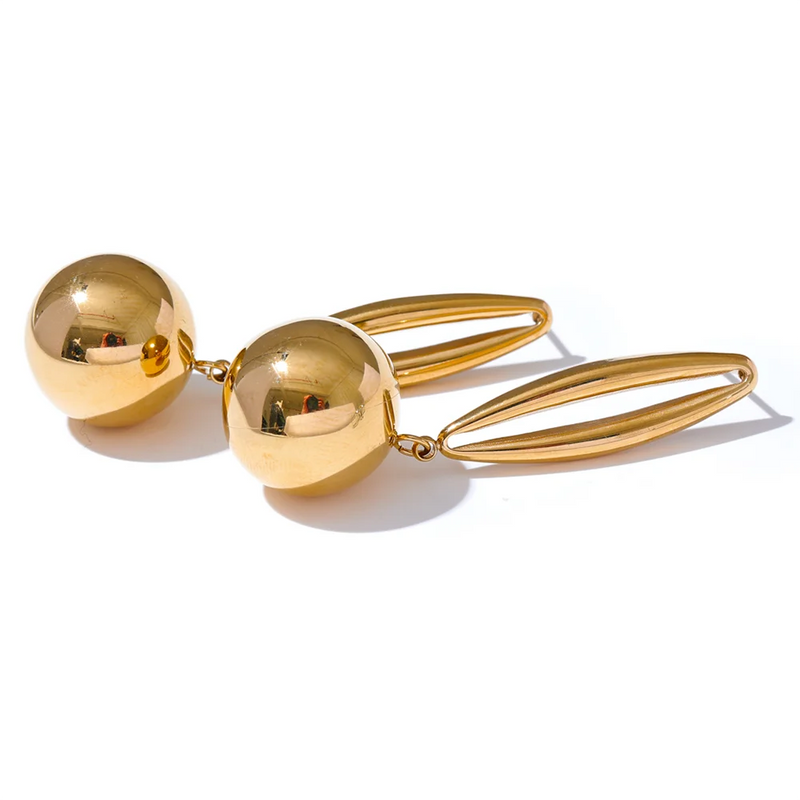 Brincos Hollow Drop - Banhado a Ouro 18K