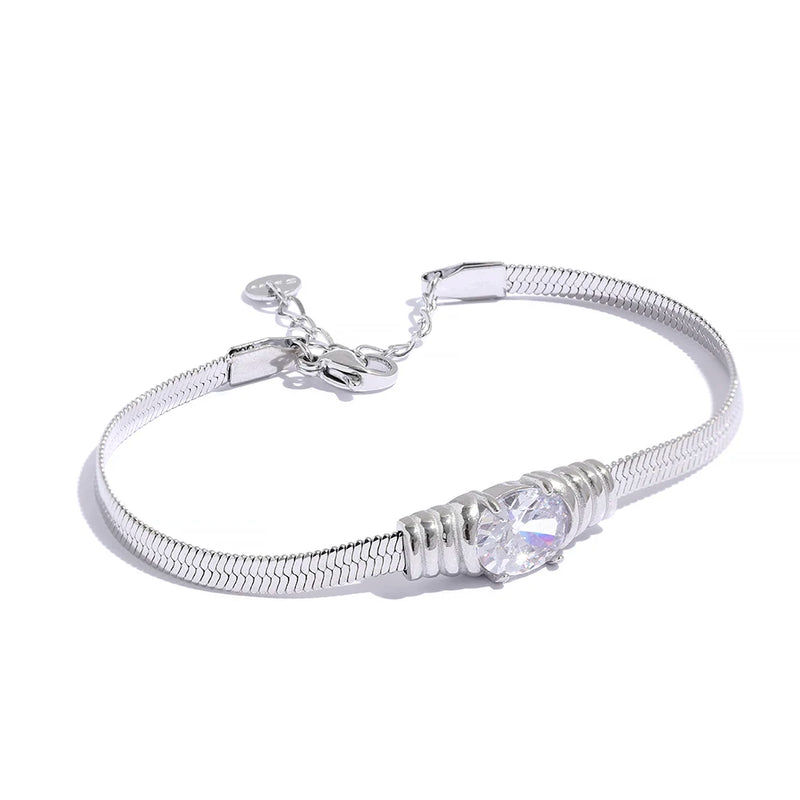 Bracelete Snake Banhado a Ouro 18K e Pedras em Zircónia