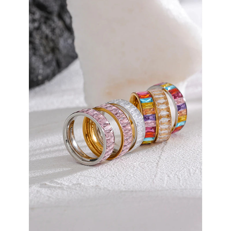 Anel MultiColor com pedras em Zircônia