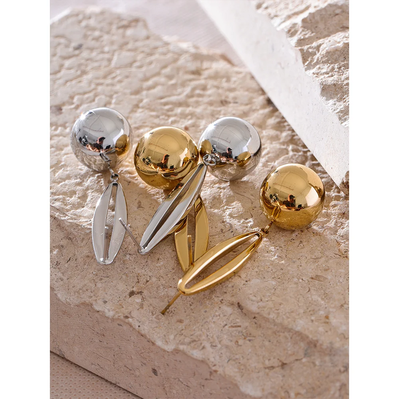 Brincos Hollow Drop - Banhado a Ouro 18K