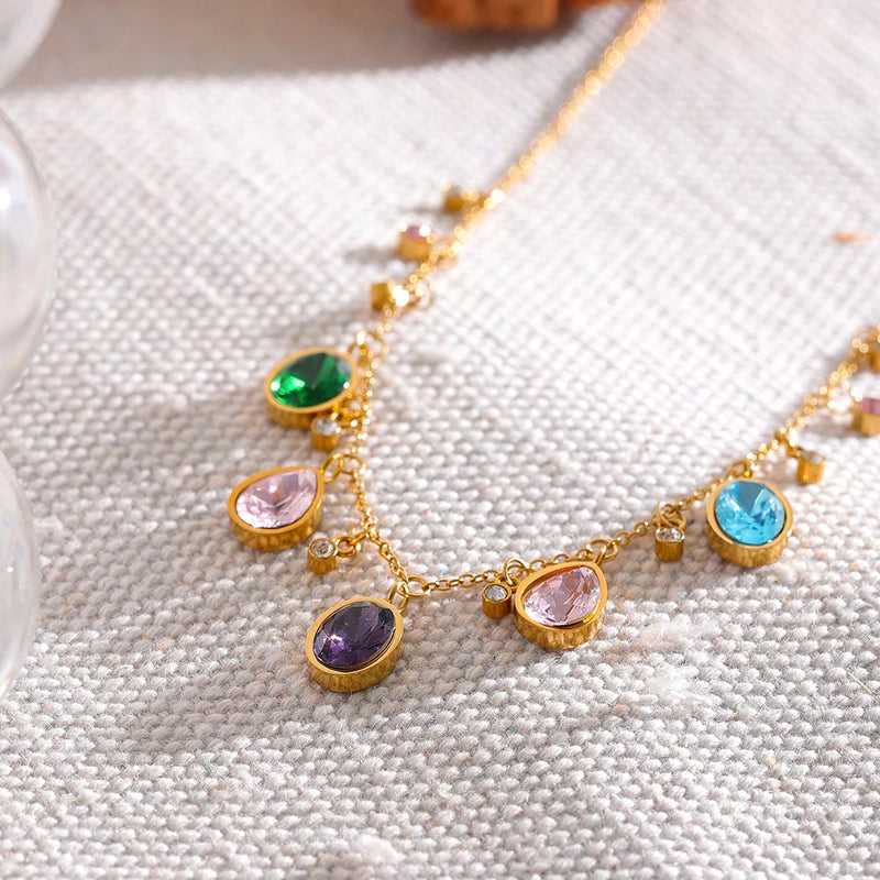 Delicate 18K Gold Plated Necklace with Zirconia Stone