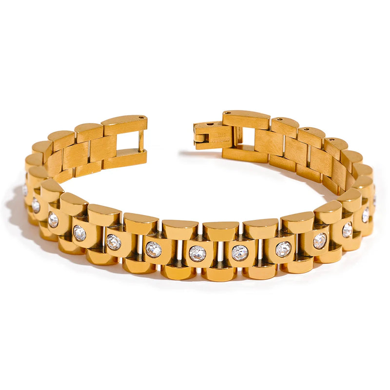 Bracelete Verus - Com Pérolas Naturais e pedras em Zircónia banhada a Ouro 18K
