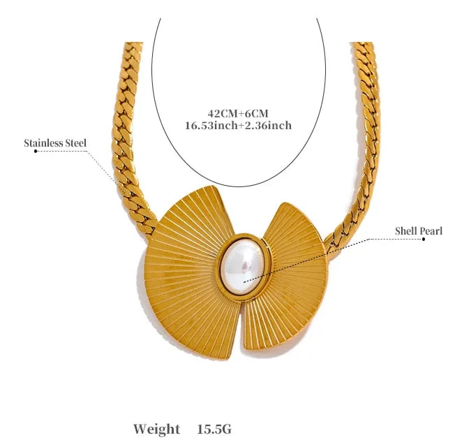Peacock Necklace - 18K Gold Plated with Natural Pearl