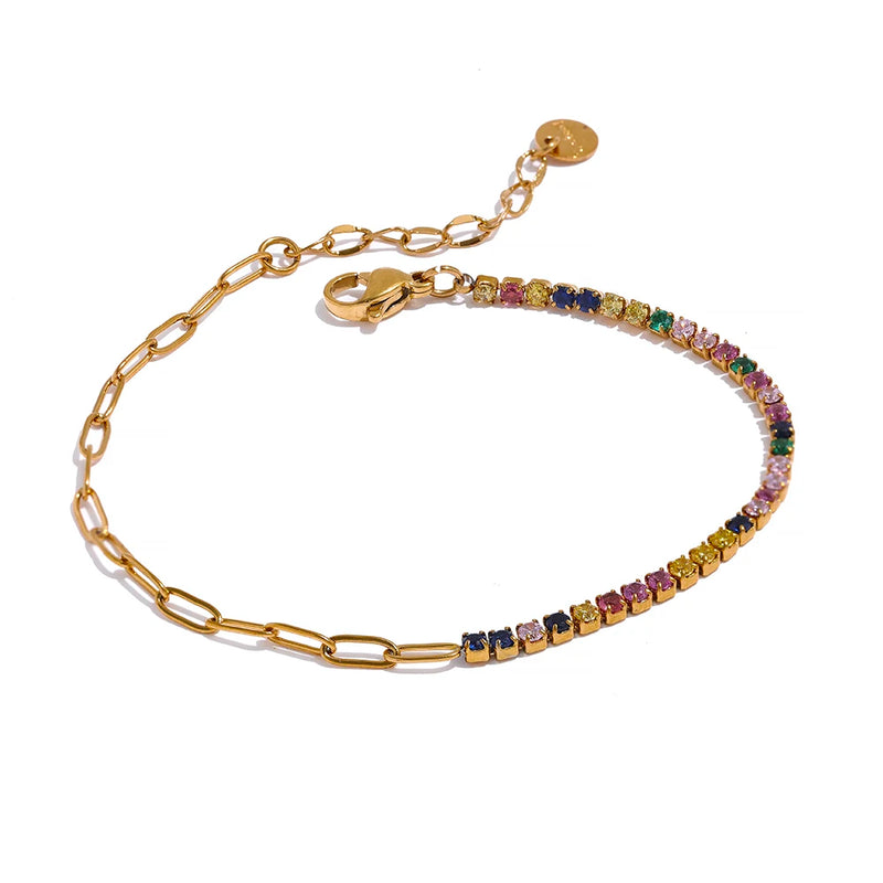 Bracelete Colorful Banhado a Ouro 18K e Pedras em Zircónia