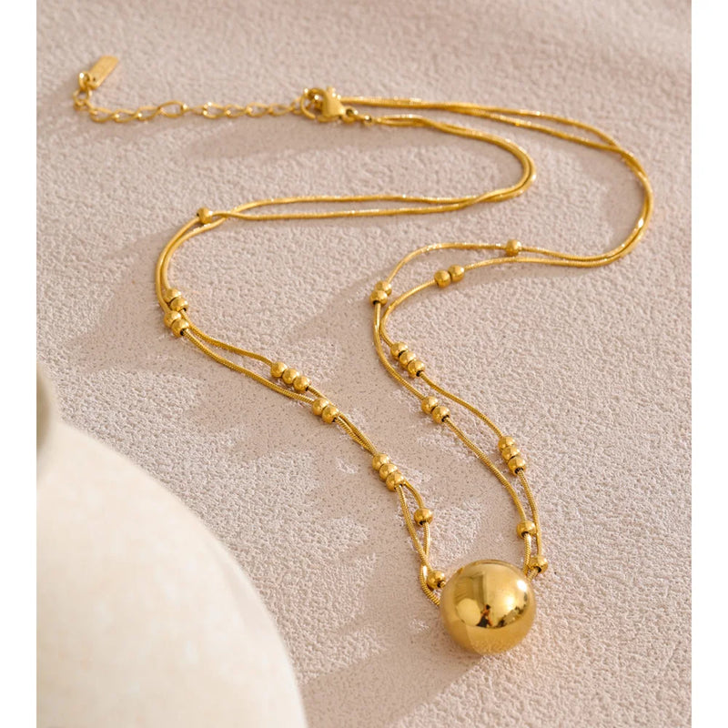 Colar Cristal do Mar Banhado a Ouro 16K