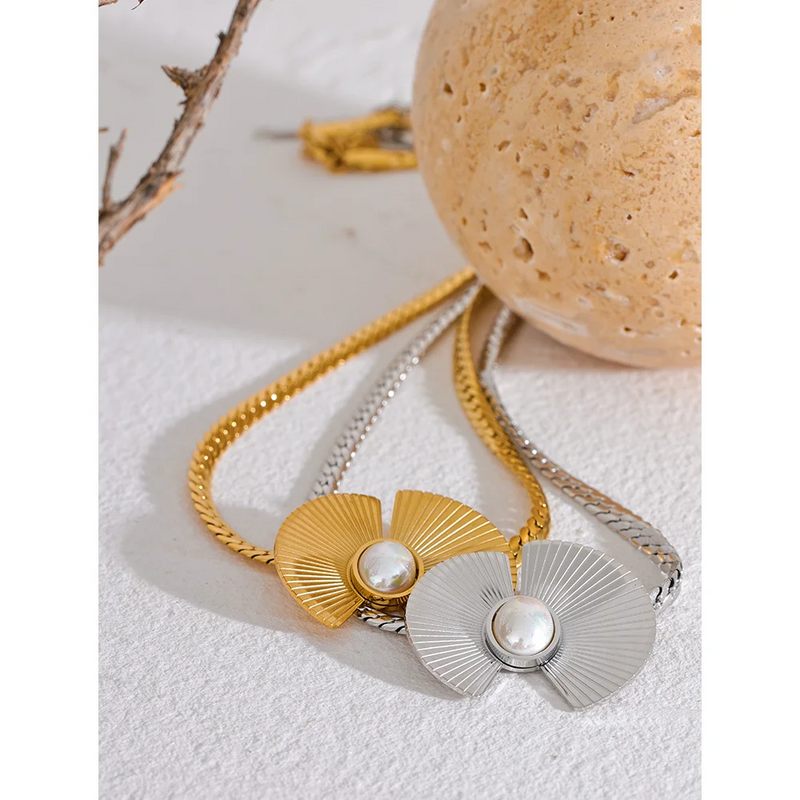 Peacock Necklace - 18K Gold Plated with Natural Pearl