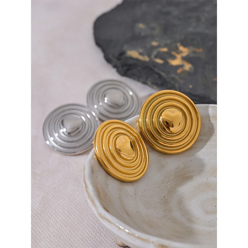 Brinco Circulo em Aço Inoxidável em Prata e Dourado