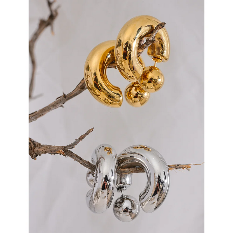 Textured Earrings in Silver and Gold