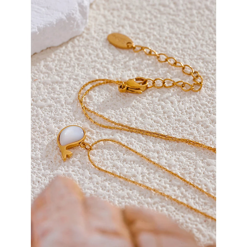 Gold Stainless Steel Fish Necklace
