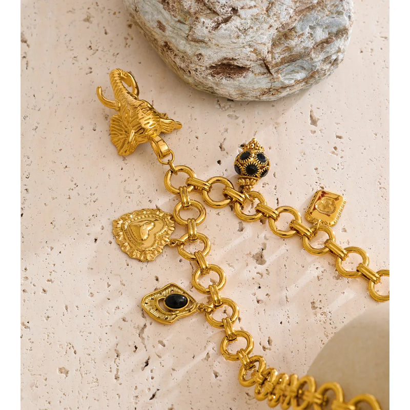 Colar Drop Elefante Banhado a Ouro 18K