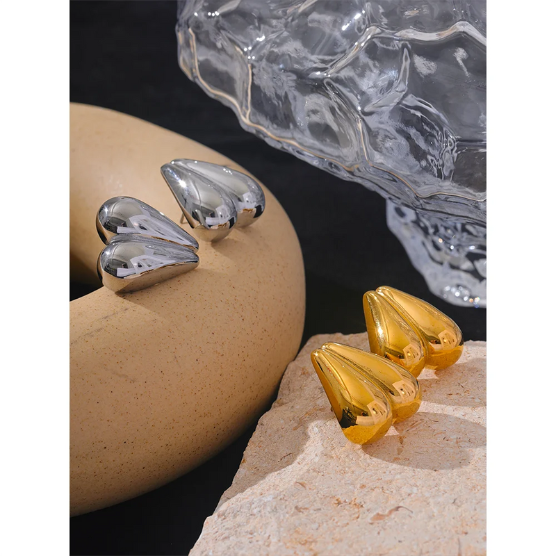 Love Earrings in Gold and Silver Stainless Steel