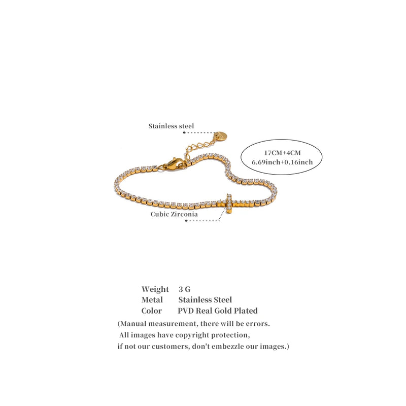Bracelete - Cruz Premium com Pedras em Zircónia