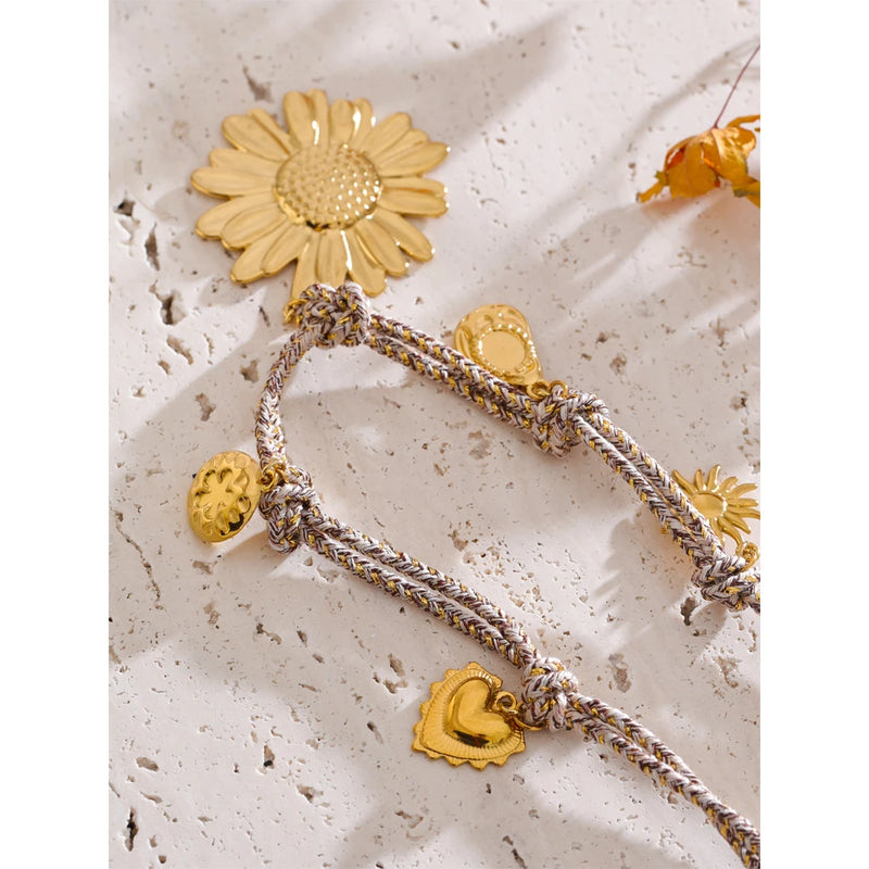 Colar Girassol Trançado banhado a Ouro 18K