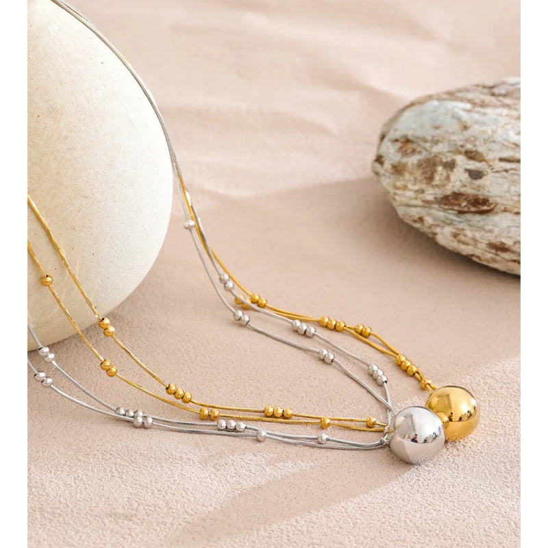 Colar Cristal do Mar Banhado a Ouro 16K