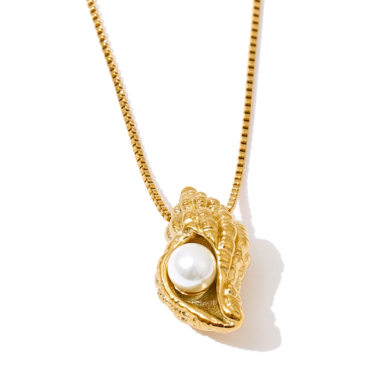 Colar Conch Shell com Pérola Natural