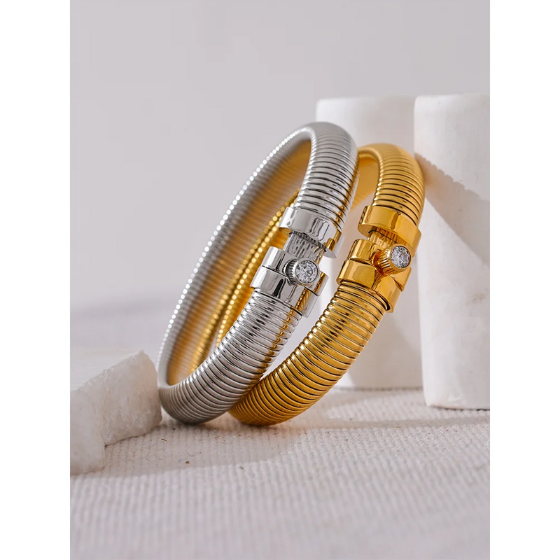 Bracelete  Bangle com Elástico Unisex em Aço Inoxidável