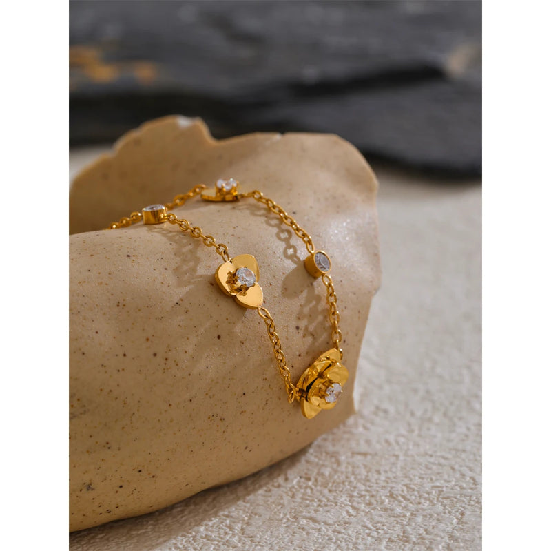 Bracelete Metal Flower Banhado a Ouro 18K